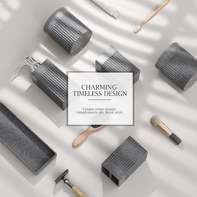 6-Piece Bathroom Set Grey - Image 7