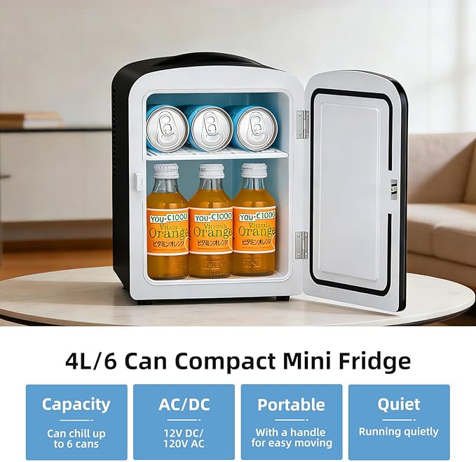 Antarctic Star 4L/6 Can Portable Mini Fridge, Personal Compact Refrigerator - Image 2