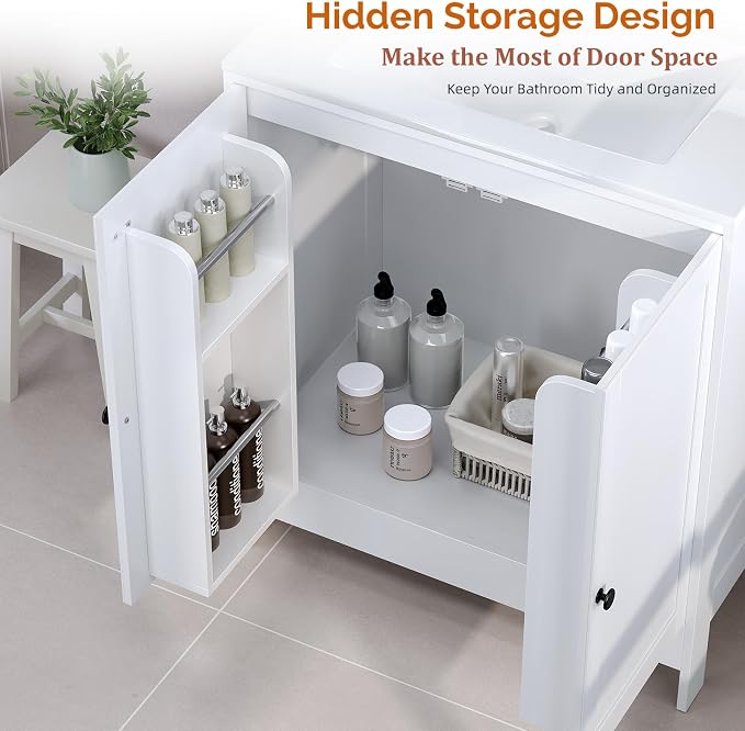 VINGLI 30 Inch White Bathroom Vanity - Image 5