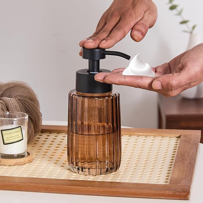 Easy Tang Glass Foaming Brown Soap Dispenser - Image 4