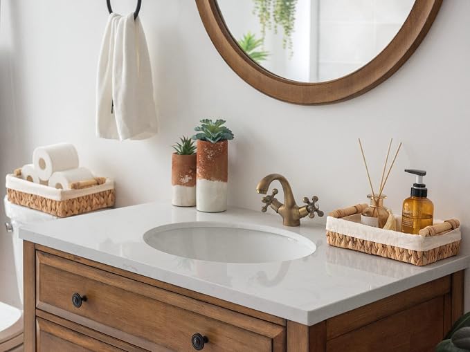 StorageWorks Small Baskets for Organizing, Wicker Bathroom Basket for Toilet - Image 4