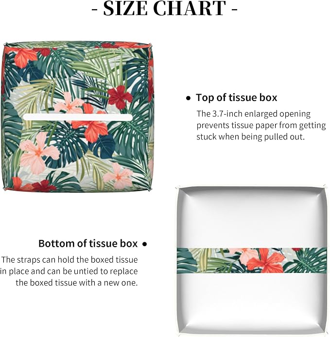 Palm Leaves and Flowers Tissue Box Cover Square, Tropical Plants and Floral - Image 5