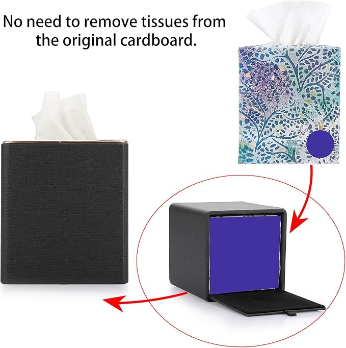 Sumnacon Tissue Box Cover Square Tissue Box Stylish Linen Tissue Box Holder - Image 7
