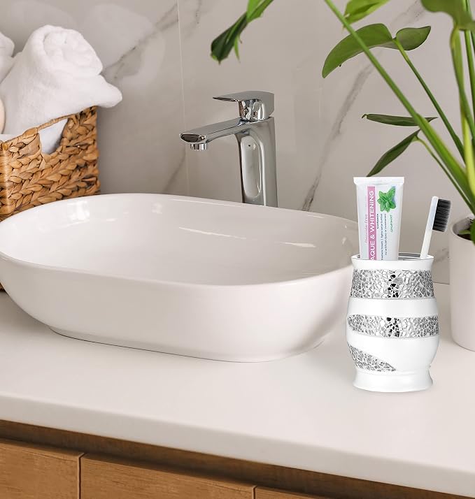 Zahari Home 4pc Sinatra Stylish Bathroom Accessories Set White Soap Dispenser - Image 4