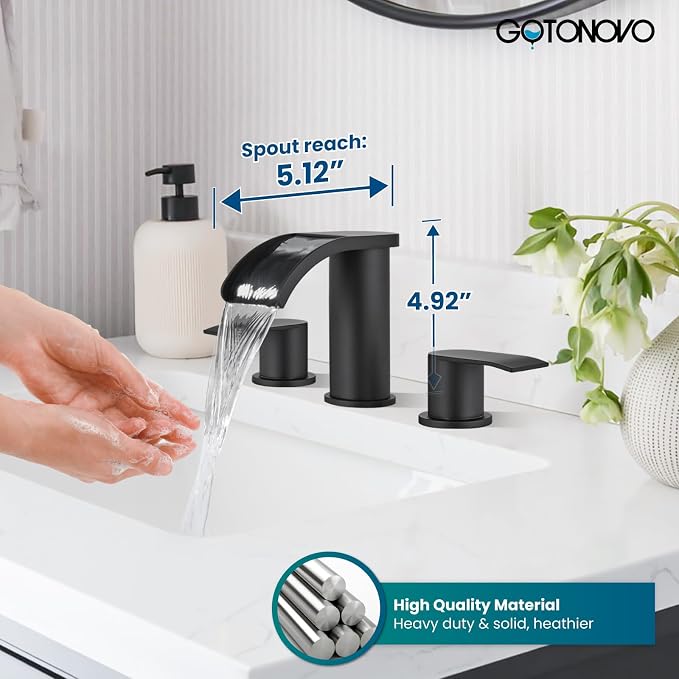 gotonovo Waterfall 8 inch Widespread Bathroom Faucet Set Bathroom Sink Faucet 3 - Image 8