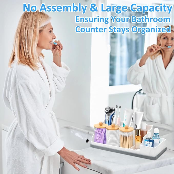 Bathroom Counter Organizer, Large White Silicone Toothbrush Holders - Image 8