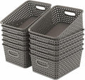 WYT 12-Pack Plastic Small Shelf Storage Weave Baskets by WYT