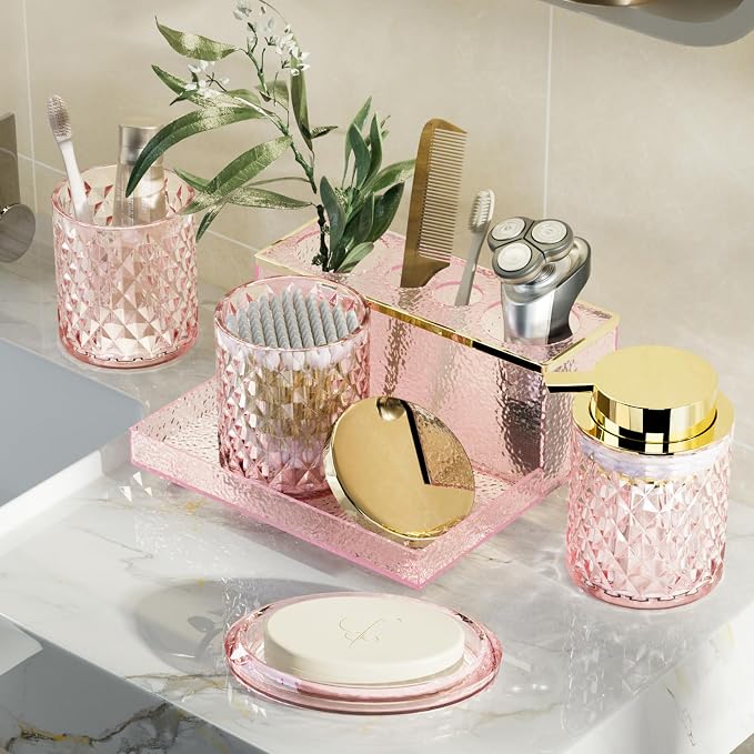 Glass Bathroom Accessories Set 5Pcs Crystal - Image 5