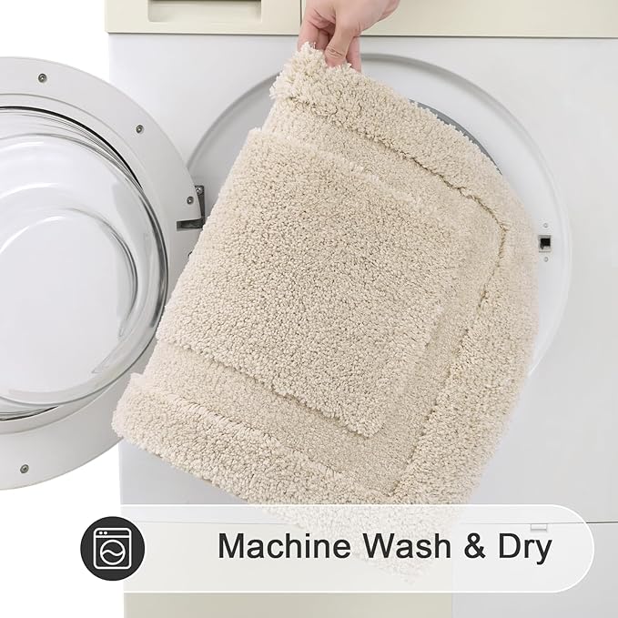 SHACOS Soft Absorbent Bathroom Rugs Set of 2 Pieces - Image 6