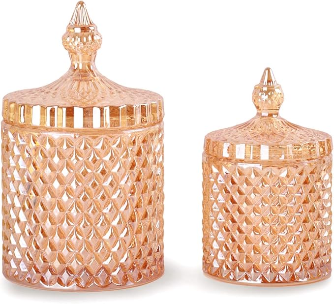 R FLORY 2 Pack Qtip Holder Glass Apothecary Jars by FLORY