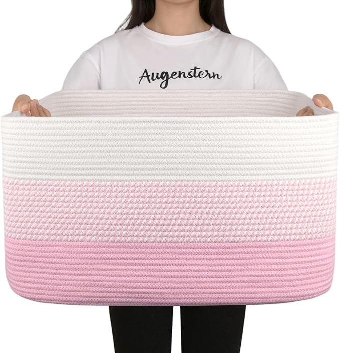 OIAHOMY Large Blanket Basket, 22”x17”x12” Rectangle Woven Baskets, Nursery by MasterofSpaceOptimization