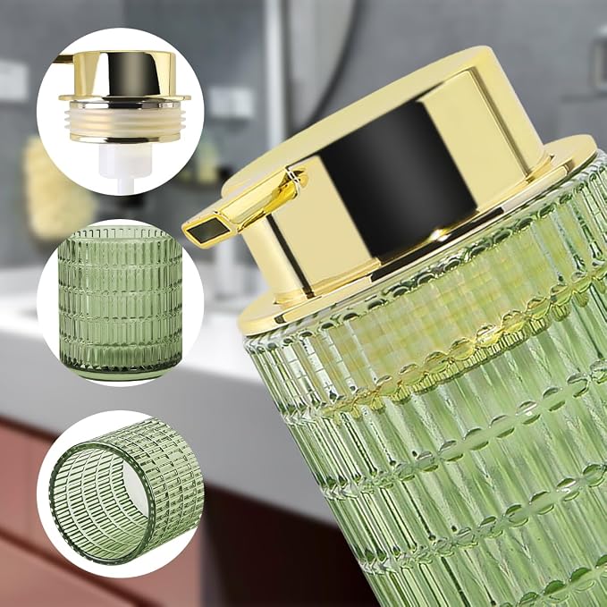 Green Foaming Soap Dispenser, Glass Foam Hand Soap Dispenser - Image 3