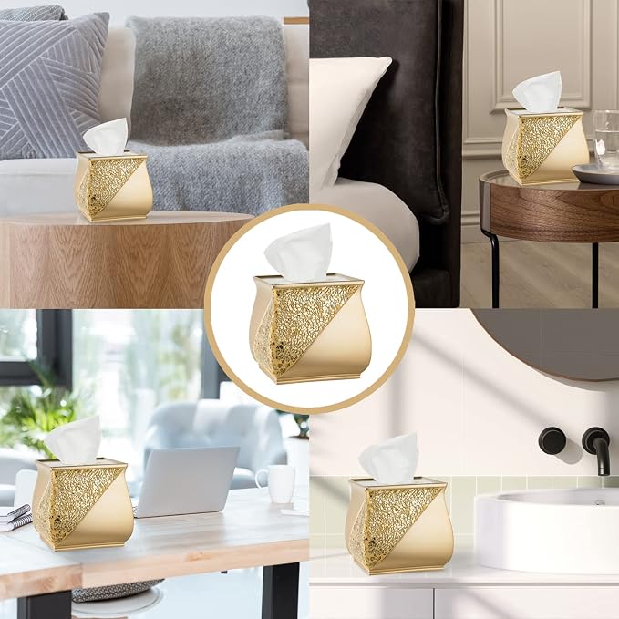 Zahari Home 2pc Sinatra Modern Bath Accessories Set Waste Basket & Tissue Box - Image 7