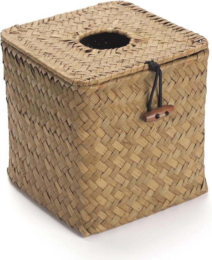 Seagrass Square Tissue Box Cover Woven Napkin Holder Decorative - Image 2