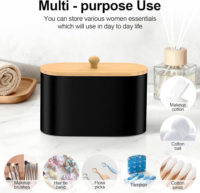 Cotton Swab Holder, Round Cotton Pads Balls Qtip Holder Dispenser - Image 6
