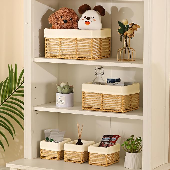 Vagusicc Wicker Storage Basket, Hand-Woven Paper Rope Wicker Baskets, - Image 5