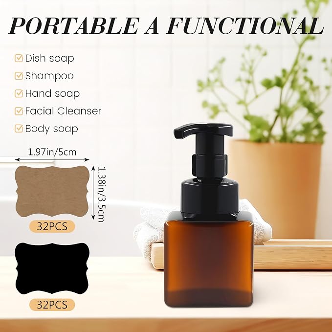 8.5 oz Foaming Soap Dispenser Plastic Foaming Pump Bottle, Refillable Dispenser - Image 3