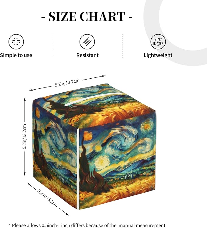 Starry Night Tissue Box Cover Square, Abstract Impressionist Oil Painting - Image 4