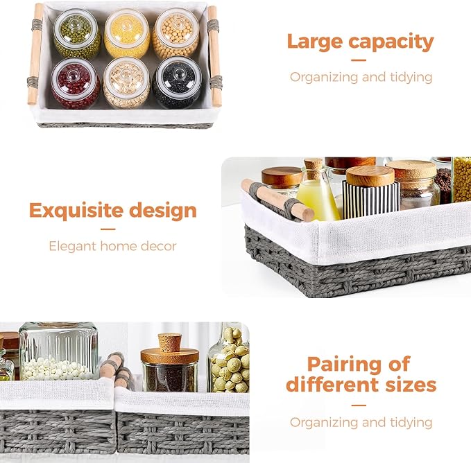 HomeHacks 2 Pack Storage Basket Paper Rope Baskets - Image 3