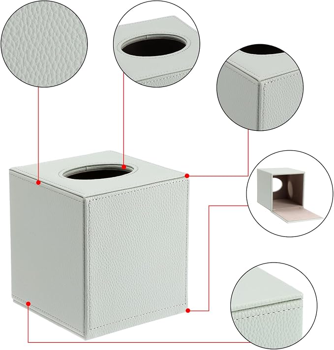 Sumnacon Tissue Box Cover Square Tissue Box Stylish PU Tissue Box Holder - Image 5