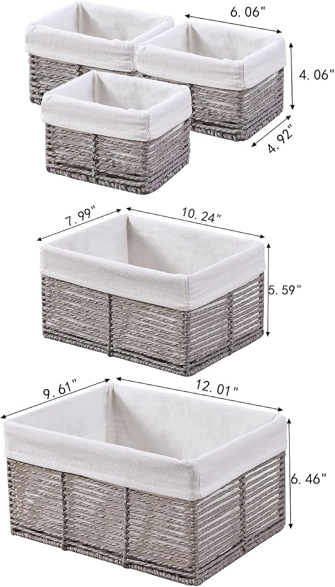 Vagusicc Wicker Storage Basket, Hand-Woven Paper Rope Wicker Baskets, - Image 2