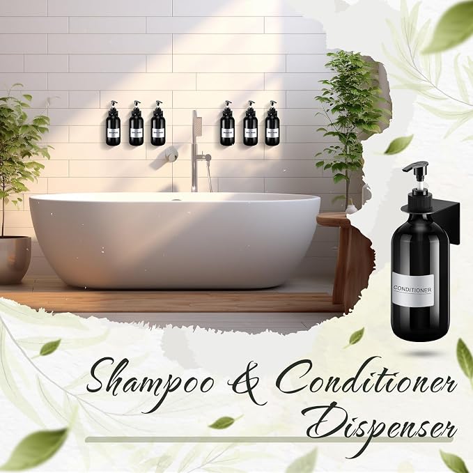 Remerry 6 Pack Shampoo and Conditioner Dispenser Wall Mount 17oz No Drill - Image 6