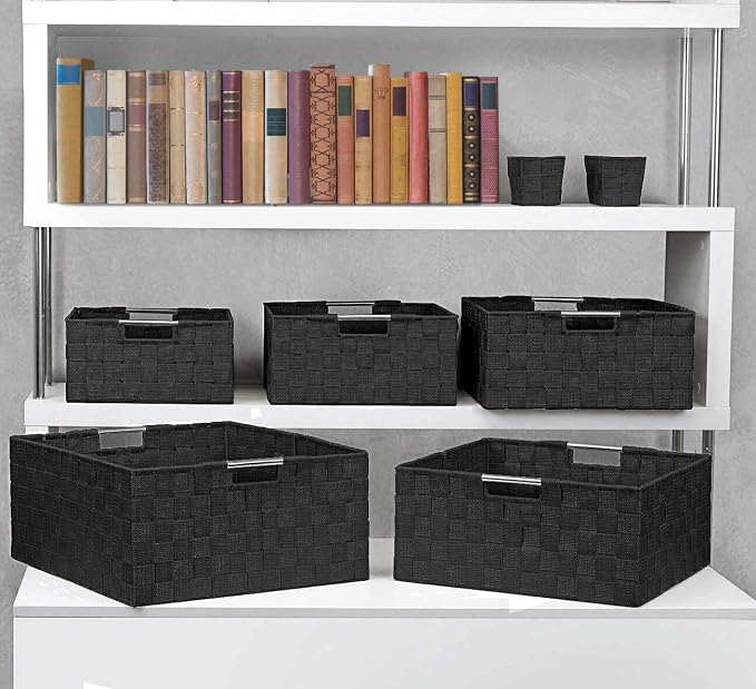 Sorbus Storage Baskets for Organizing, Mesh Hand-Woven Design, Linen Closet - Image 5