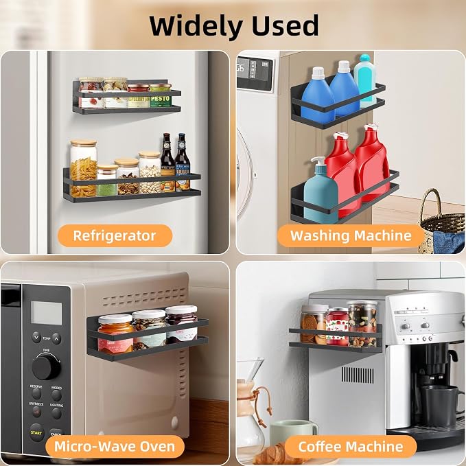Uten Large Spice Rack for Refrigerator, 2 Pack Strong Magnetic Shelves - Image 5