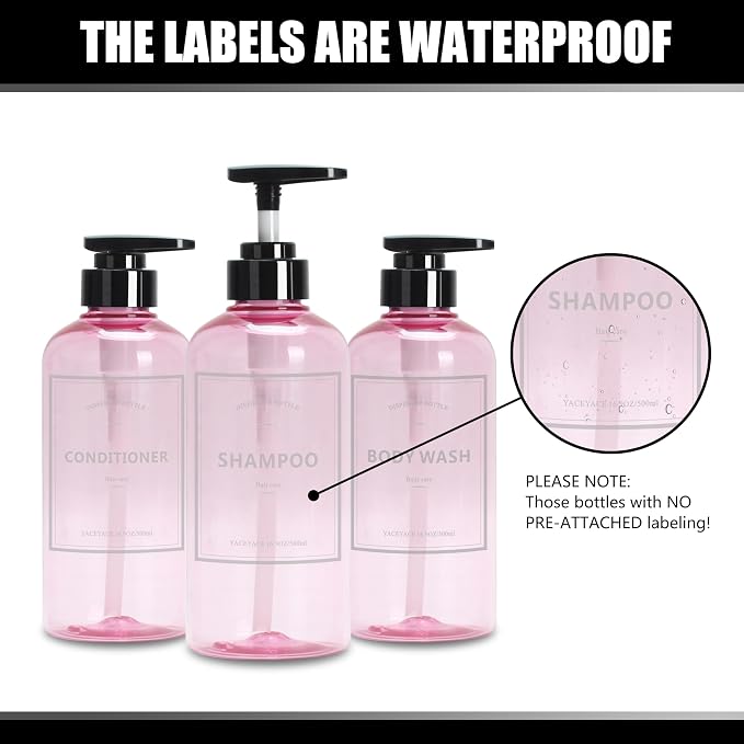 Shampoo and Conditioner Dispenser Set, YACEYACE 3Pcs 16.9oz Shower Dispenser - Image 2
