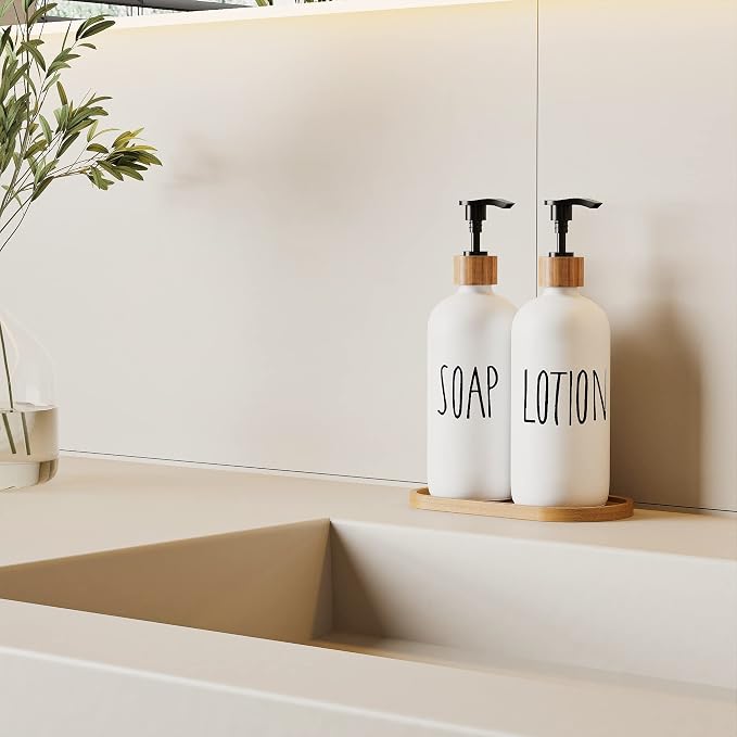 Glass Lotion Dispenser, Refillable Matte Black Hand Lotion Dispenser Suitable - Image 3