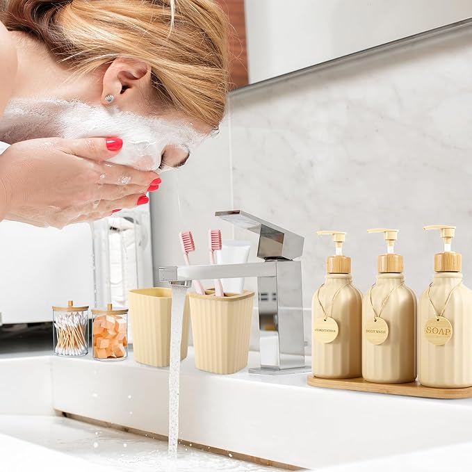 Bathroom Set 17PCS Beige Bathroom Accessories Set Bathroom Sets - Image 5