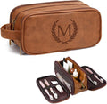 Janhavi Shaving Bag for Men Travel Waterproof, Engraved Initials & Wheat by Janhavi