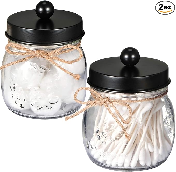 SheeChung 2 Pack Qtip Holders, Cotton Swab Holders, Bathroom Jars, Restroom by SheeChung