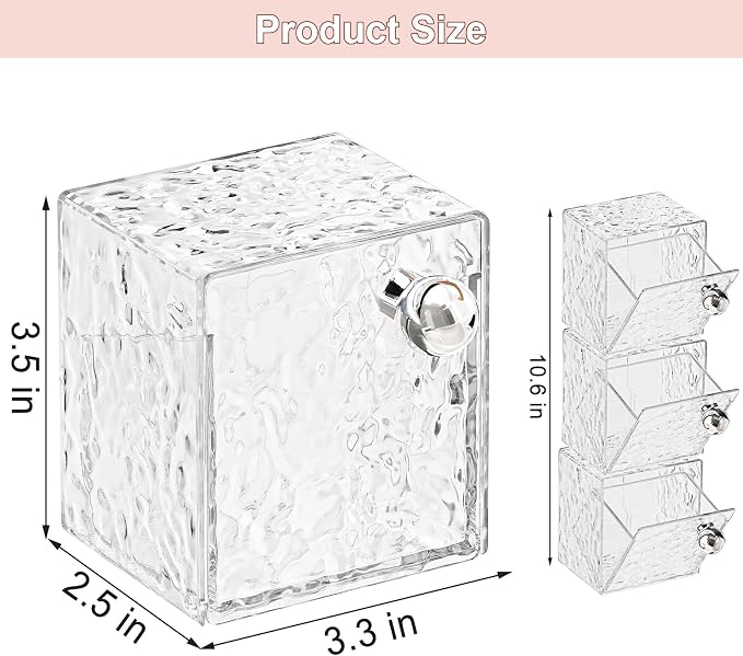 Qtip Holder Dispenser, 3 Pack Wall Mounted Plastic Cotton Pad Holder, Cotton - Image 2