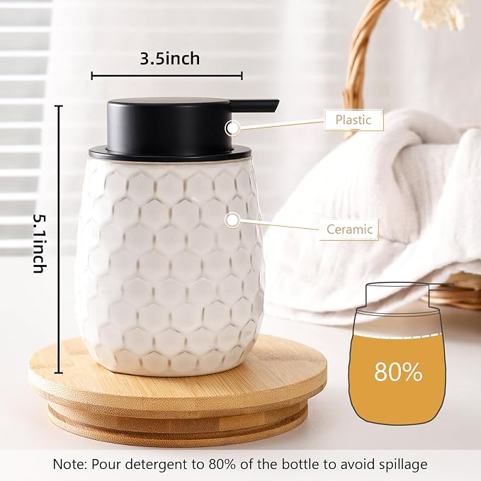 Foaming Soap Dispenser, 12OZ Ceramic Foam White Hand Soap Dispenser - Image 5