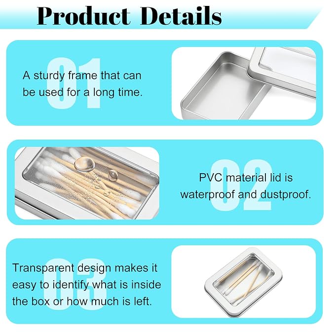 2 Pack Cotton Swab Holder for Travel Portable Metal Floss Pick Case - Image 5
