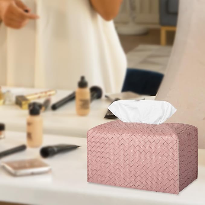 Tissue Box Cover PU Leather Tissue Holder Square Facial Tissue Case Facial - Image 2