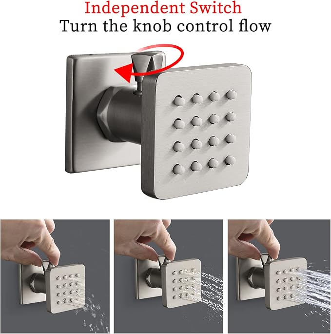 Solid Brass Shower Body Spray Massage Nozzle Wall Jets, Flow Can Be Controlled - Image 2