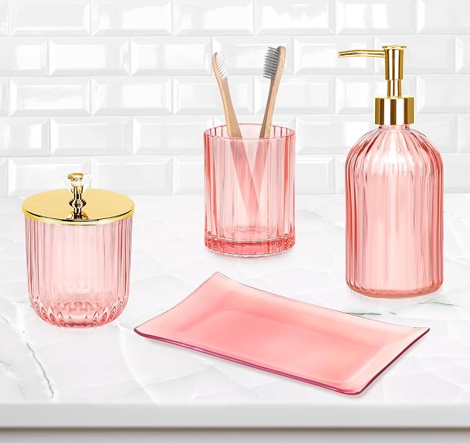 Haturi Bathroom Accessories Set, Toothbrush Holder, Apothecary Jar, Vanity Tray - Image 7