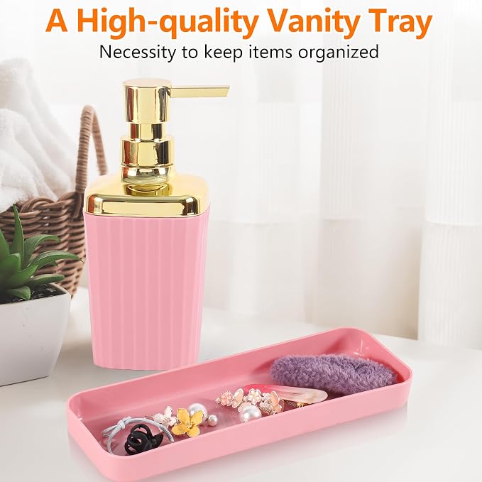 Bathroom Accessory Set, 9 Pieces Pink Bathroom Accessories Set - Image 6