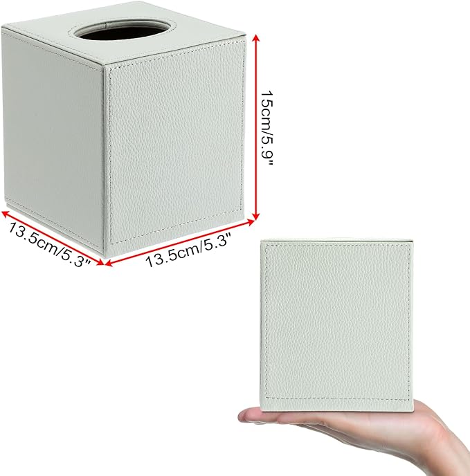 Sumnacon Tissue Box Cover Square Tissue Box Stylish PU Tissue Box Holder - Image 3