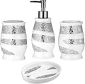 Zahari Home 4pc Sinatra Stylish Bathroom Accessories Set White Soap Dispenser by ZahariHome