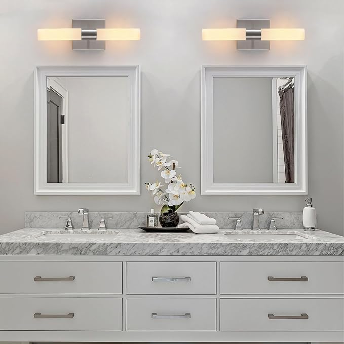 Wall Sconces Set of Two Brushed Nickel Bathroom Sconces Wall Decor Set of 2 - Image 6