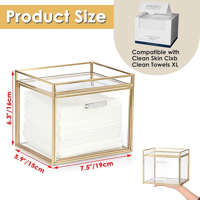 Sumnacon Disposable Face Towel Holder Glass Face Towel Storage Box - Image 3