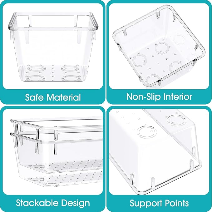 33 PCS Clear Plastic Drawer Organizers Set, 4 Size Desk Drawer Organizer Trays - Image 3
