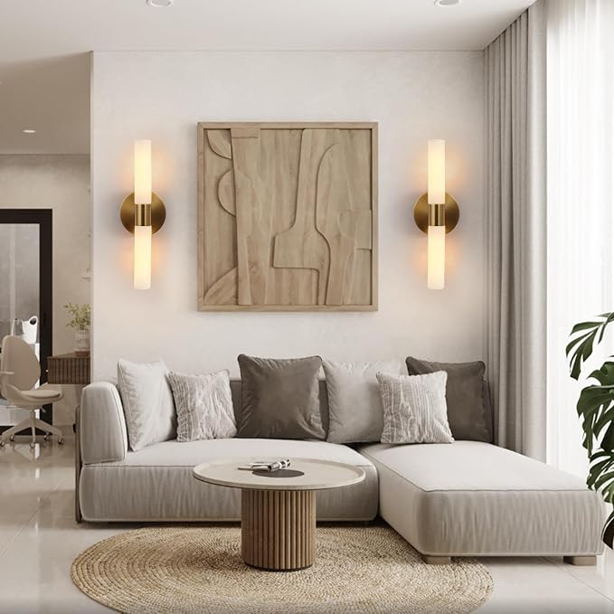 Wall Sconces Set of Two, Brass Gold Bathroom Sconces Wall Lighting - Image 5