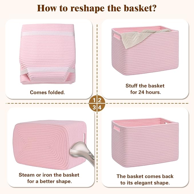 Storage Baskets for Organizing, 4 Pack Baskets for Shelves, Decorative Storage - Image 8