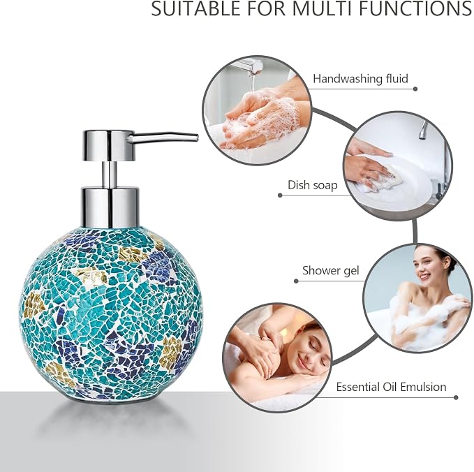 Handmade Blue Mosaic Glass Bathroom Accessory Sets 4PCS Bathroom Accessories - Image 5