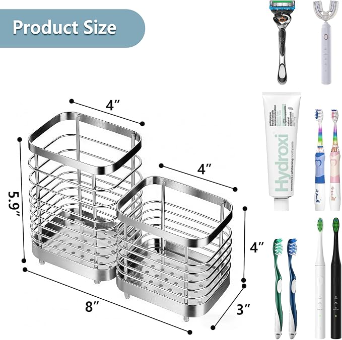MYITYARD Toothbrush Holder for Bathroom, Stainless Steel Ventilated Electric - Image 2