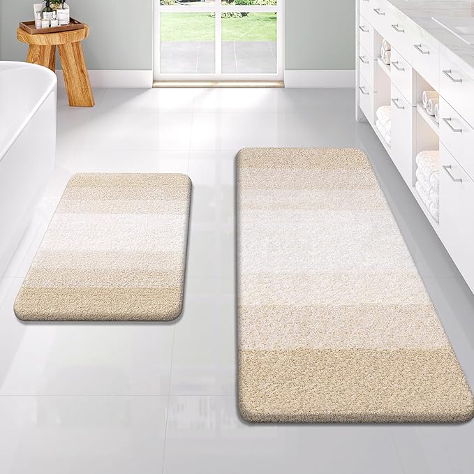 OLANLY Bathroom Rug Set 2 Piece, Soft Absorbent Microfiber Bath Rug Set by OLANLY